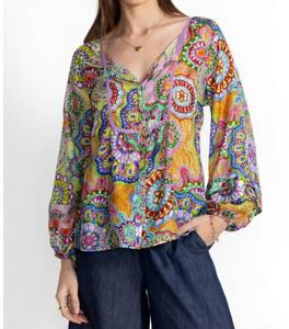 Рубашка Jannika с вышивкой в стиле салфетки Johnny Was, Napperon Print