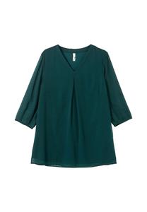 Туника с шифоновыми рукавами и тканым узором Sheego, темно-зеленый