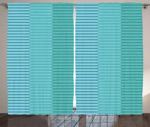 Шторы ABAKUHAUS в деревенском стиле, цифровые полосы, универсальные ленточные шторы для гостиной с петлями и крючками, 280 x 245 см, бирюзовый светло-голубой Abakuhaus