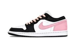 Jordan Баскетбольные кроссовки Air 1, износостойкие, винтажные, низкие, унисекс, черно-розовые