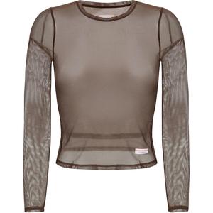 Полупрозрачный топ с длинными рукавами в стиле бодикон Alexander Wang, коричневый