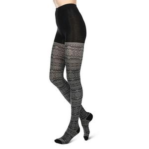 Колготки с новогодним узором в виде снежинок из хлопковой смеси Memoi, Black