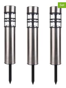 Näve Набор из 3 светодиодных садовых светильников на солнечных батареях "Бобби" серебристо-черного цвета - высота 42 см