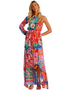 Женское длинное платье на одно плечо с цветочным принтом La Moda Clothing, No Color