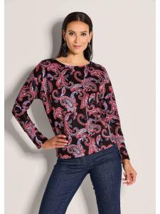 MADELEINE Этническая толстовка с рукавами-кимоно в черно-красно-разноцветном исполнении