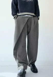 Брюки приталенного кроя с перекрестной талией Bershka, Dark Grey