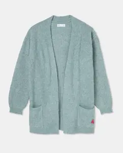 Длинная вязаная куртка для девочки с карманами Kids El Corte Inglés, пастельно-бирюзовый