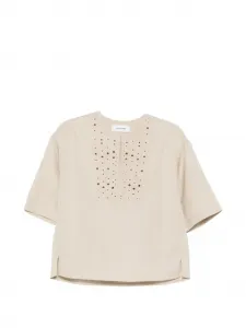 Топ с вырезами и короткими рукавами YVES SALOMON, бежевый