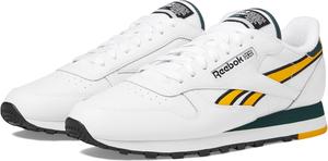 Кроссовки Reebok Classic Leather для взрослых, унисекс, белый/зеленый