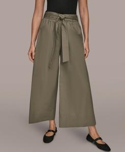 Женские укороченные брюки с высокой посадкой и поясом Donna Karan Weekend, Khaki Green