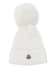 Ребристая шапка с помпоном MONCLER, нейтральный