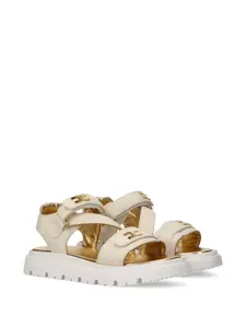 Босоножки с логотипом на ремешке Elisabetta Franchi La Mia Bambina, бежевый