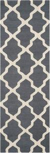 Ковер-дорожка SAFAVIEH, 77 x 244 см, Cambridge Collection - Dark Grey & Ivory, ручной работы, шерстяной, решетчатый узор, идеален для помещений с высокой проходимостью в гостиной, спальне (CAM121X)
