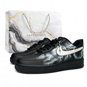 Nike Air Force 1 Silver Lightning высота увеличивающая низкие скейтборд обувь Unisex Black Silver