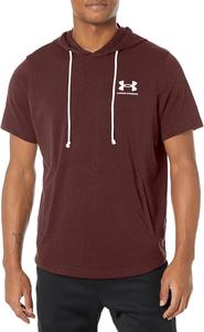 Толстовка с капюшоном Under Armour Rival Terry с коротким рукавом, (601) Dark Maroon/Onyx White