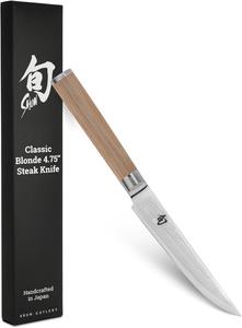 Shun Steakmesser Classic Blond, 12,1 см, японский ручной работы нож, VG-MAX сердцевина с дамасской стальной оболочкой, рукоять из паккавуда, зубчатый стейковый нож