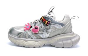 Женские кроссовки с мягкой подошвой, противоскользящие, дышащие, низкие, массивные KUX, Crown Heart Beige Gold White