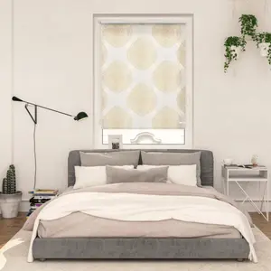 LICHTBLICK ORIGINAL рулонные шторы с боковым подъемом «Rollo Klemmfix, без сверления, затемнение, Stripy Boho Drop India», затемнение, энергосбережение, свободно висит, цвет beige + weiß