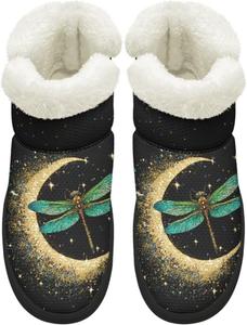 Женские удобные зимние сапоги для прогулок с противоскользящей подошвой EVA, сапоги средней длины с искусственным мехом внутри, размеры 4,5-12 Chririnla, Gothic Dragonfly