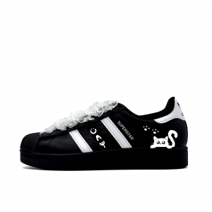 Superstar 2 устойчивые к истиранию низкие детские скейтбординг кроссовки для подростков Adidas Originals, черный/белый