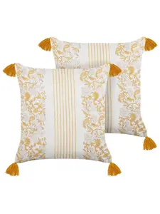 Декоративная подушка Beliani 2er Set Deko BILOBA, цвет gelb/weiß