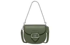 COACH Сумка-седло из галечной кожи, средняя женская сумка через плечо, зеленая