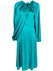 Шелковое платье с драпировкой Colville, синий