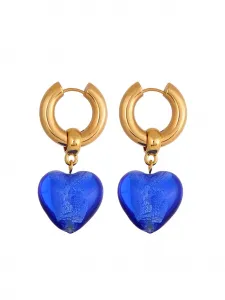 Серьги «Сердце из стекла» Mayol, золотистый