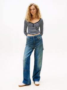 TOMMY JEANS Футболка с длинными рукавами темно-синего/белого цвета