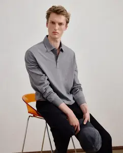 Поло с длинным рукавом меланж мужское Dustin, серый