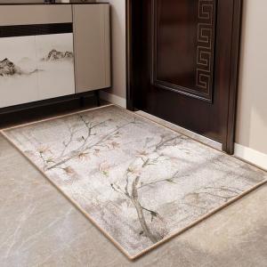 Budis Ковер 50х80 см для прихожей/ванной комнаты, не скользящий, с цветочным узором