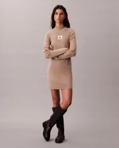 Короткое платье для женщин с высоким воротником Calvin Klein Jeans, бежевый
