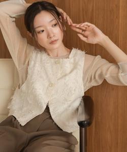 Двусторонний жилет из ворсистой жаккардовой ткани спереди и сзади