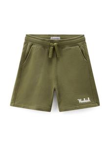 Woolrich Kids шорты с вышитым логотипом, зеленый