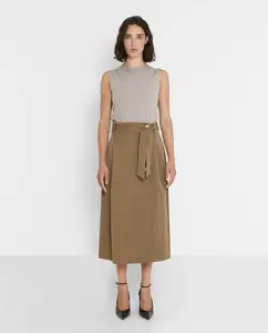 Миди-юбка с запахом и поясом Trucco, коричневый
