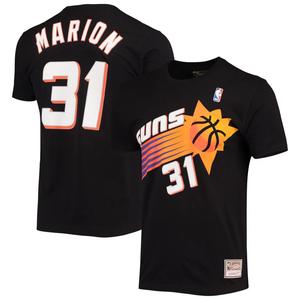Мужская футболка Mitchell & Ness Shawn Marion Black Phoenix Suns Hardwood Classics Stitch Name & Number