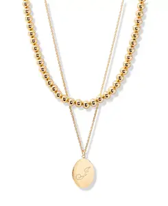 Позолоченный комплект из ожерелий с инициалами в форме овала Brook & York, gold-j