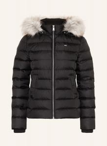 Пуховик со съемным искусственным мехом TOMMY JEANS, черный