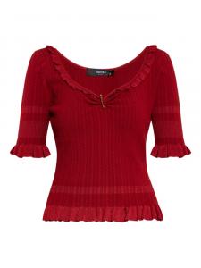 Ребристый топ с оборкой Versace, красный