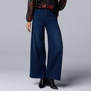 Женские джинсы mid-rise wide-leg из денима Simply Vera Vera Wang, Dark