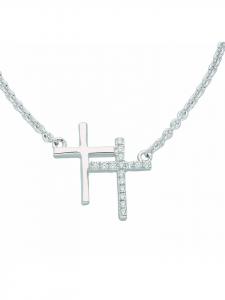 Adeliás Женский кулон из серебра 925 пробы с кубическим цирконием, 45 см, диаметр 0,8 мм, серебро