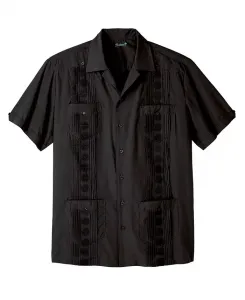 Рубашка Guayabera с короткими рукавами для больших и высоких Kingsize, черный