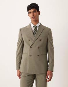 Двубортный пиджак цвета хаки Asos Design