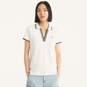 Женская рубашка-поло Nautica Ocean с разрезным воротом, изготовленная из экологически чистых материалов, цвет bright white