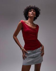 Майка Topshop с воротником-хомутиком красного цвета