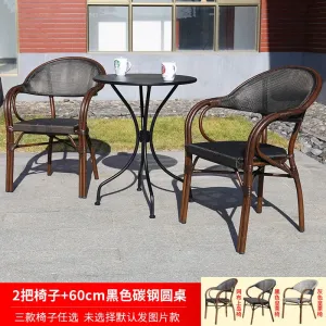 Комплект садовой мебели Green Water: 2 стула, стол круглый из черной углеродистой стали, 60 см, (№03)