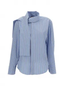 Полосатая рубашка с шарфом Plan C, синий