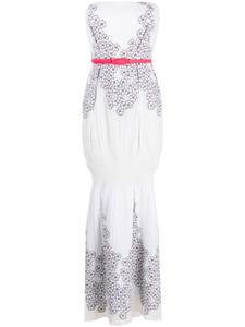 Gemy Maalouf платье макси на одно плечо с цветочной аппликацией, белый