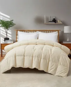 Роскошное и комфортное одеяло из хлопка, гусиного пуха и пера, размер California King Unikome, грязновато-белый