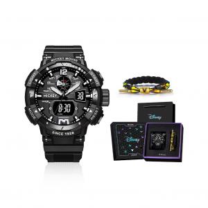 Disney Часы Mickey Electronic Movement Watch Men's Watch Black Dial, Black Warrior[Disney Trendy and Cool Box]